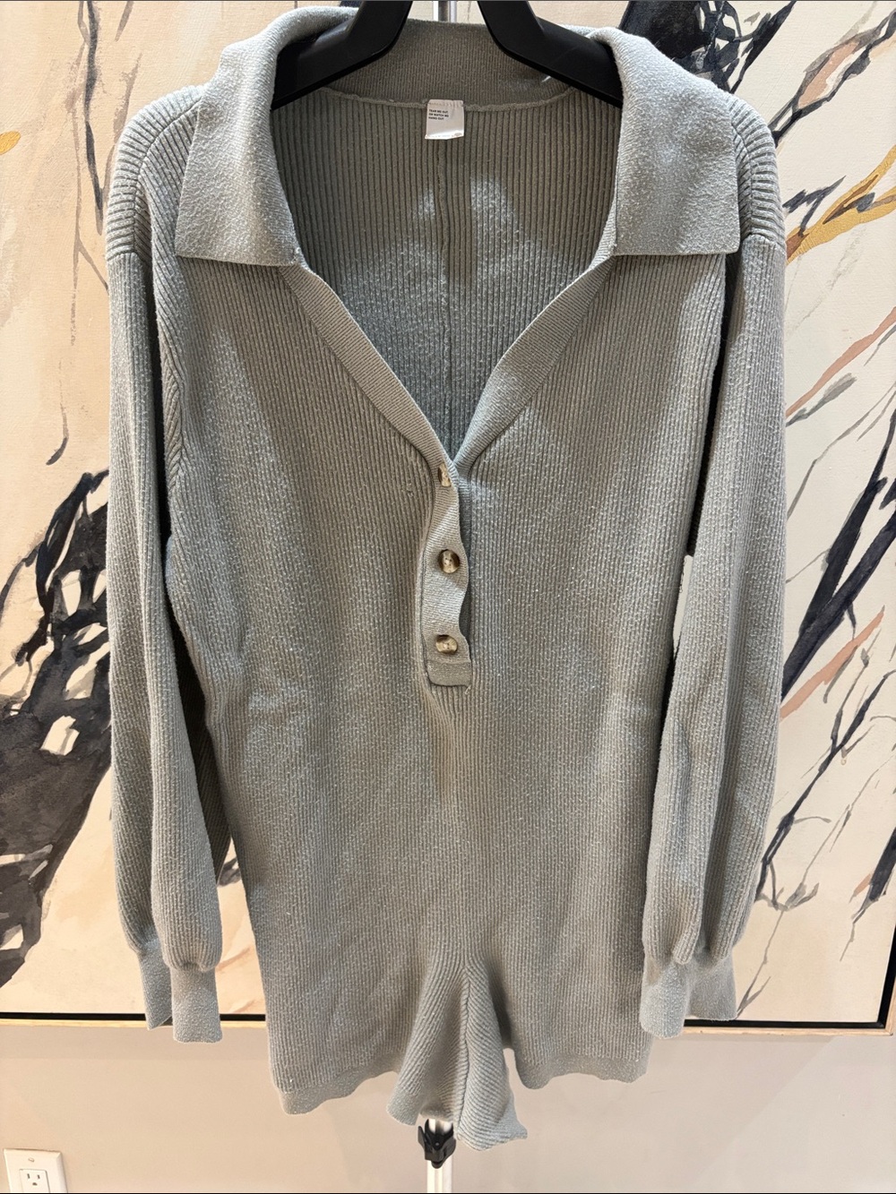 Gilly Hicks Sage Green Collared V-Neck Knit jumper